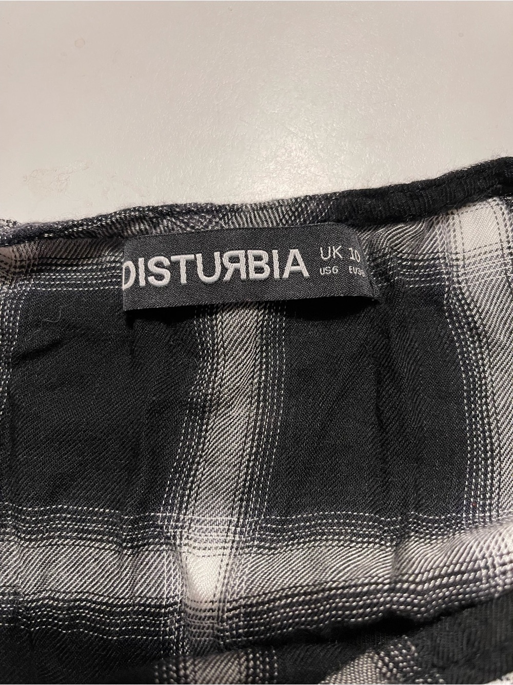 Disturbia Size 6 Black Plaid Single Bias Cut Midi Dress V-Neck Grunge Goth - Picture 8 of 10